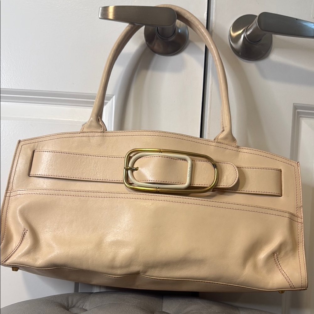 Furla Cream Shoulder Bag with Decorative Buckle